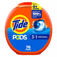 Tide Pods 3 in 1 Original 76 szt.- Uniwersalne kapsułki do prania tkanin