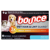 Bounce Pet Hair & Lint Guard Fresh Scent 80 szt.- Chusteczki zapachowe do suszarek