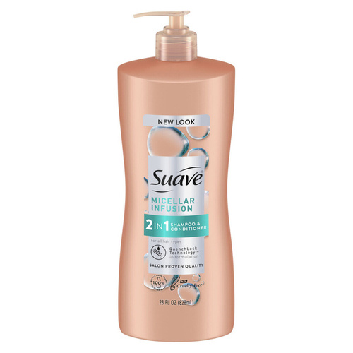 Suave Micelar Infusion Shampoo & Conditioner 2w1 828 ml - Micelarny szampon i balsam do włosów 2 w 1