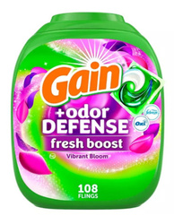 Gain + Odor Defense Fresh Boost Vibrant Bloom 108 szt. - Kapsułkii żelowe do prania tkanin