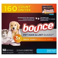 Bounce Pet Hair & Lint Guard Fresh Scent 160 szt.-Chusteczki zapachowe do suszarek