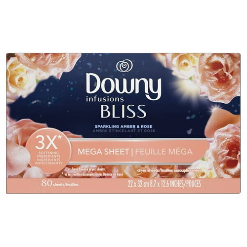 Downy Sparkling Amber & Rose 80 szt.- Chusteczki zapachowe do suszarek