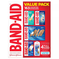 BAND-AID 163 szt. - Zestaw plastrów samoprzylepnych z opatrunkiem