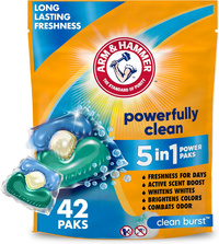 Arm&Hammer 5-in-1 Clean Burst 42 szt; - Uniwersalne kapsułki do prania tkanin