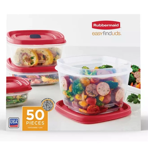 Rubbermaid Easy Find Lids 50 szt. - Zestaw plastikowych pojemników z pokrywami do przechowywania żywności