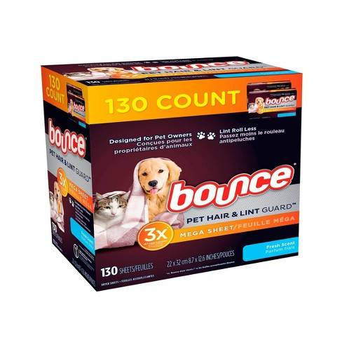 Bounce Pet Hair & Lint Guard Fresh Scent 130 szt. - Chusteczki zapachowe do suszarek