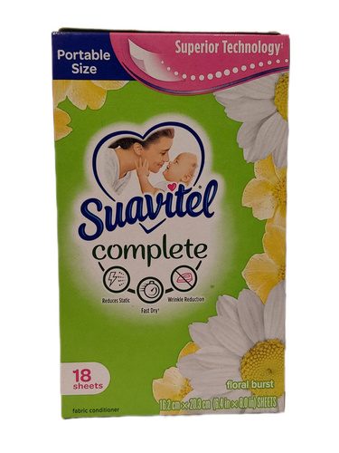 Suavitel Floral Burst 18 szt. - Chusteczki zapachowe do suszarki