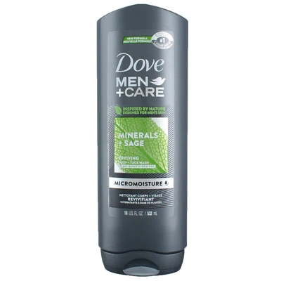 Dove Men + Care Minerals + Sage 532 ml - Żel do mycia ciała i twarzy dla mężczyzn. 