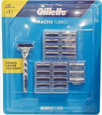 Gillette Mach 3 Turbo 20 szt. + 1 razor - Maszynka i zestaw ostrzy do golenia dla mężczyzn