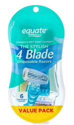 Equate The Stylish 4 Blade 6 szt. - Zestaw jednorazowych maszynek do golenia dla kobiet