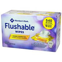 Member's Mark Flushable Wipes 9 opakowań - Hipoalergiczne chusteczki nawilżane