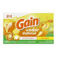 Gain + Odor Defense Fresh Splash 105 szt. - Chusteczki do suszarek