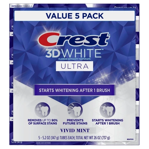 Zestaw 5x Crest 3D White Vivid Mint 147 g - Pasta do zębów