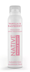 Native Whole Body Vanilla & Raspberry 99 g - Dezodorant w sprayu