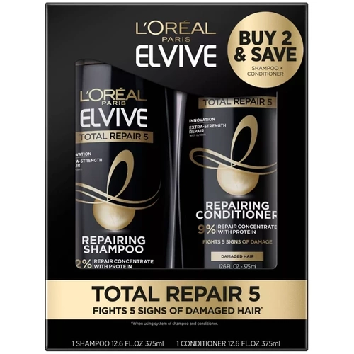 L'oreal Repairing Shampoo 375 ml + Conditioner 375 ml - Szampon i balsam do włosów 