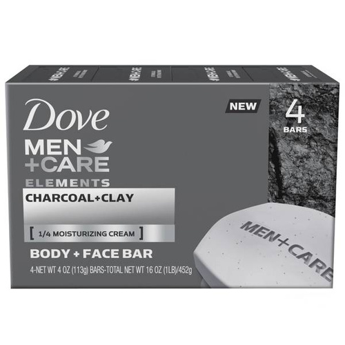 Dove Men+ Care Elements Charcoal + Clay  4 x 106 g - Mydło w kostce dla mężczyzn