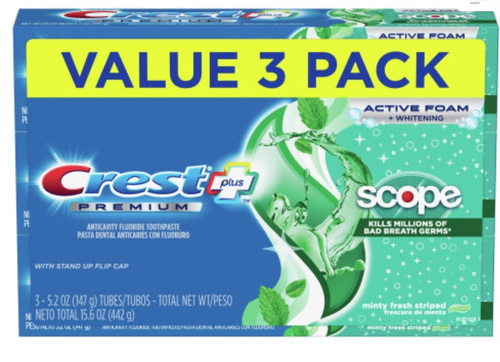  Crest Premium Scope Active Foam + Whitening  3x147 g - Pasta do zębów