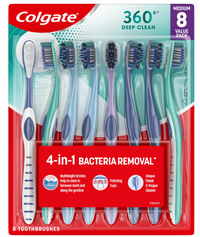 Colgate 360 Deep Clean Medium 8 szt.- Zestaw szczoteczek do zębów