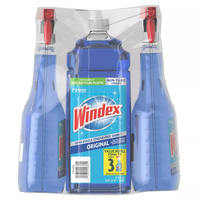 Windex 2 l + 2x 768 Glass & Multi - Płyn do mycia szyb