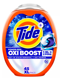 Tide Power Pods OXI Boost 45 szt.- Uniwersalny kapsułki do prania tkanin
