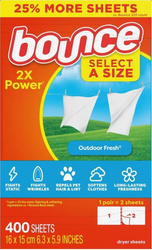  Bounce Outdoor Fresh 400 szt. - Chusteczki zapachowe do suszarek