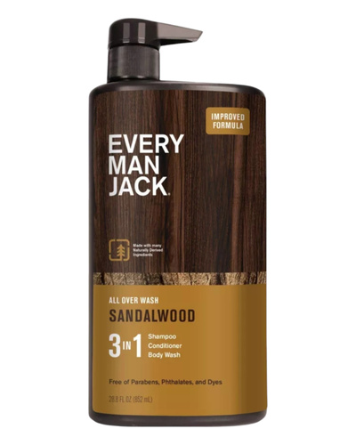 Every Man Jack Sandalwood 3 in 1 828 ml- Żel do kąpieli, szampon i balsam do włosów dla mężczyzn 3 w1