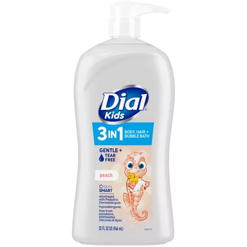 Dial Kids Peach 3in1 946 ml - Hipoalergiczny żel do mycia ciała, włosów oraz płyn do kąpieli dla dzieci 3 w 1