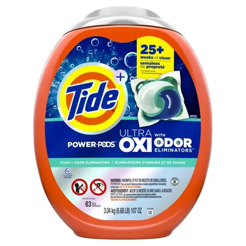Tide Ultra OXI Odor Eliminators 63 szt. - Uniwersalny kapsułki do prania tkanin