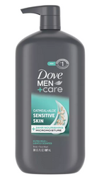 Dove Men+Care Sensitive Skin 887 ml - Żel do mycia twarzy i ciała dla mężczyzn