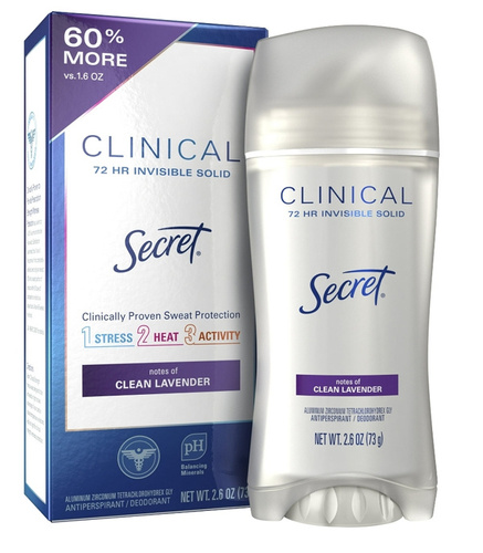 Secret Clinical Invisible Solid Clean Lavender 73 g - Antyperspirant w sztyfcie dla kobiet