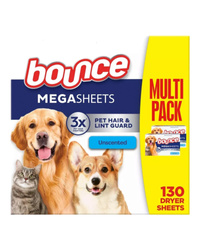 Bounce Pet Hair & Lint Guard Fresh Scent 130 szt - Chusteczki zapachowe do suszarek