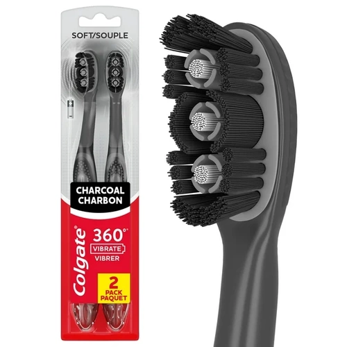 Colgate 360 Vibrate Charcoal 2 szt. - Zestaw szczoteczek elektrycznych do zębów