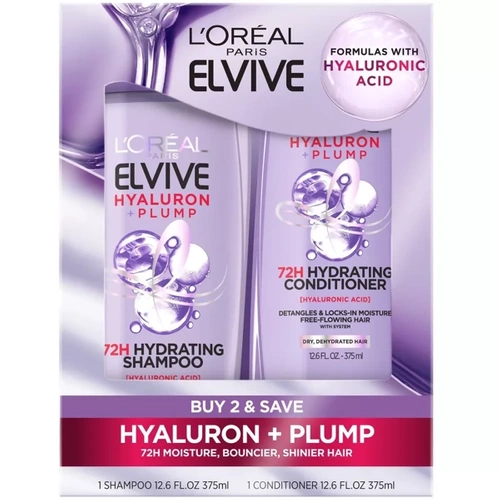 L'oreal Elvive Hyaluron + Plump Shampoo 375 ml + Conditioner 375 ml - Zestaw szampon i balsam do włosów