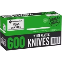 Member's Mark White Plastic Knives 600 szt. - Zestaw plastikowych noży