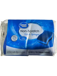 Great Value Heavy Duty Scrub Sponges 4 szt. - Dwustronne gąbki do czyszczenia wszechstronnego użytku