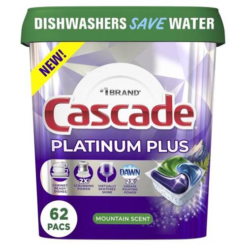 Cascade Platinum Plus Fresh Scent 62 szt. - Kapsułki do zmywarki