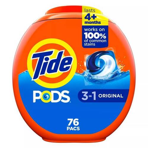 Tide Pods 3 in 1 Original 76 szt.- Uniwersalne kapsułki do prania tkanin 